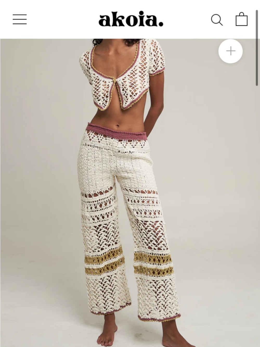 White and Purple Crochet Crop Top